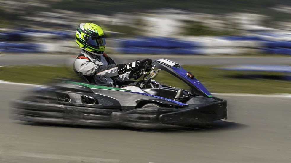 Kart speeding around a track